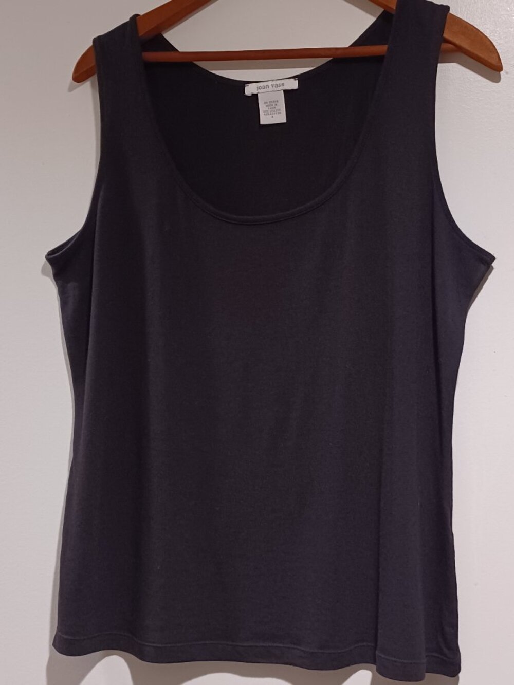 Joan Vass Black Scoop Neck Tank Size L (Joan Vass Sizing 2)